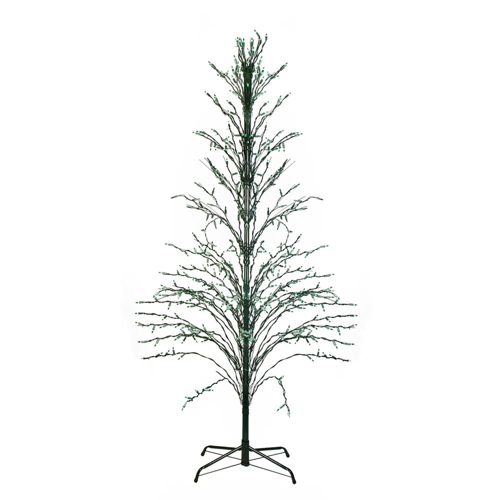 9' Black Pre-Lit Artificial Cascade Twig Christmas Tree - Green Lights. Picture 1