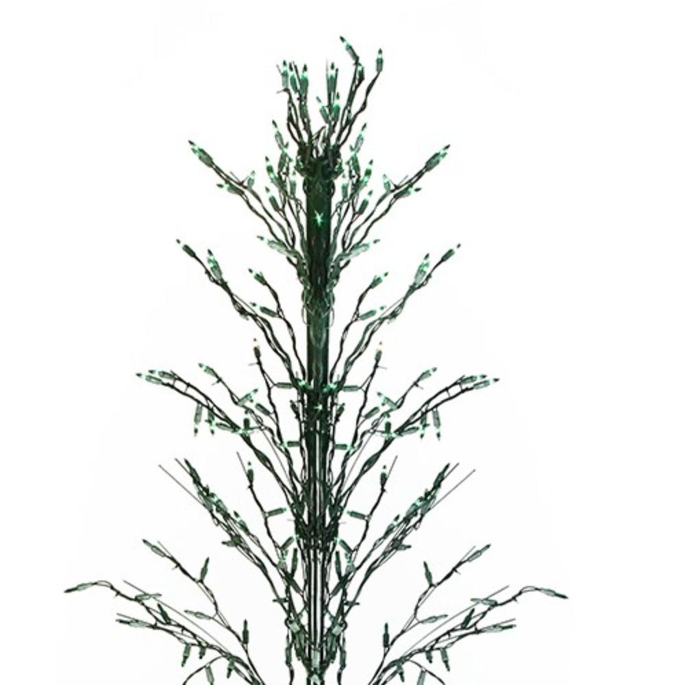 9' Black Pre-Lit Artificial Cascade Twig Christmas Tree - Green Lights. Picture 2