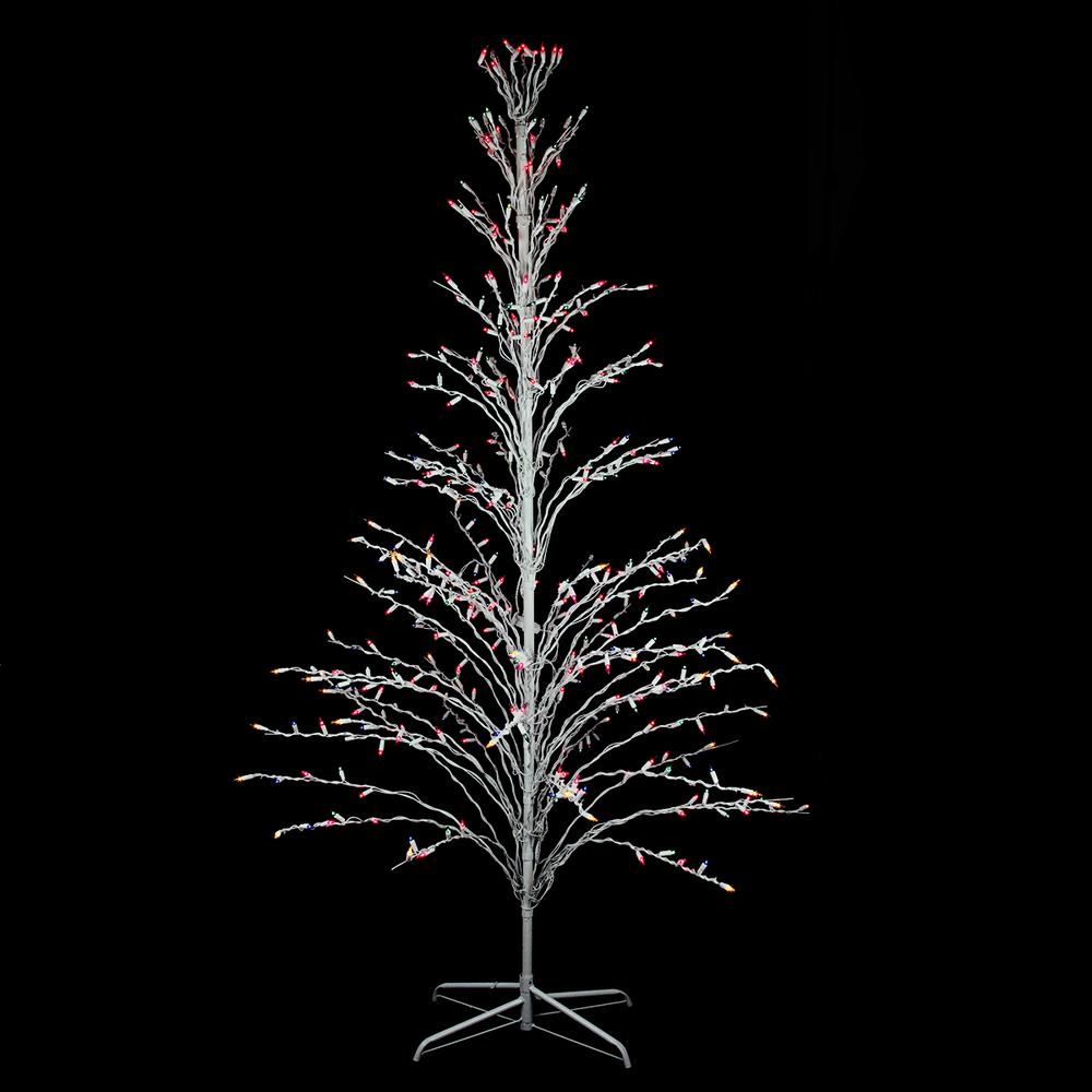 9' Pre-Lit Christmas Cascade Twig Tree Outdoor Yard Art Decoration - Multi-Color Lights. Picture 1