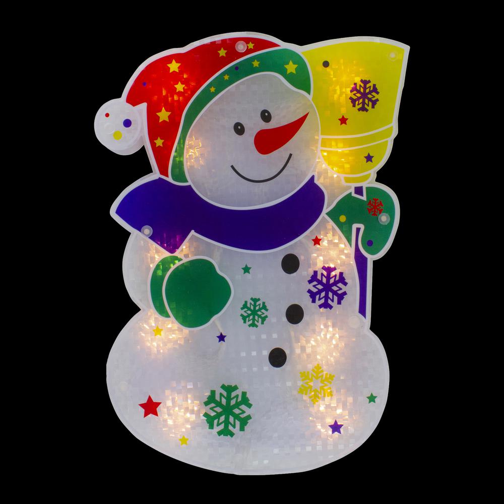 12.5" Lighted White Snowman Christmas Window Silhouette Decor. Picture 2