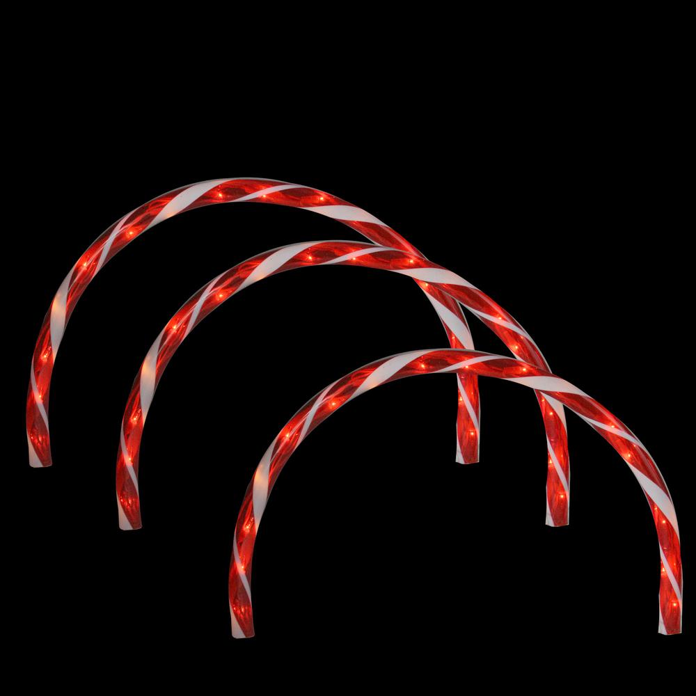 Set of 3 Candy Cane Arch Outdoor Christmas Pathway Markers. Picture 2