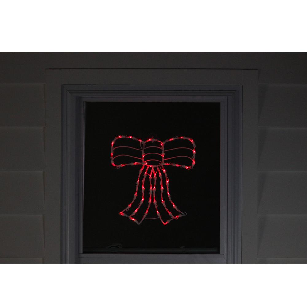 14" Lighted Red Bow Window Silhouette Christmas Decoration. Picture 4