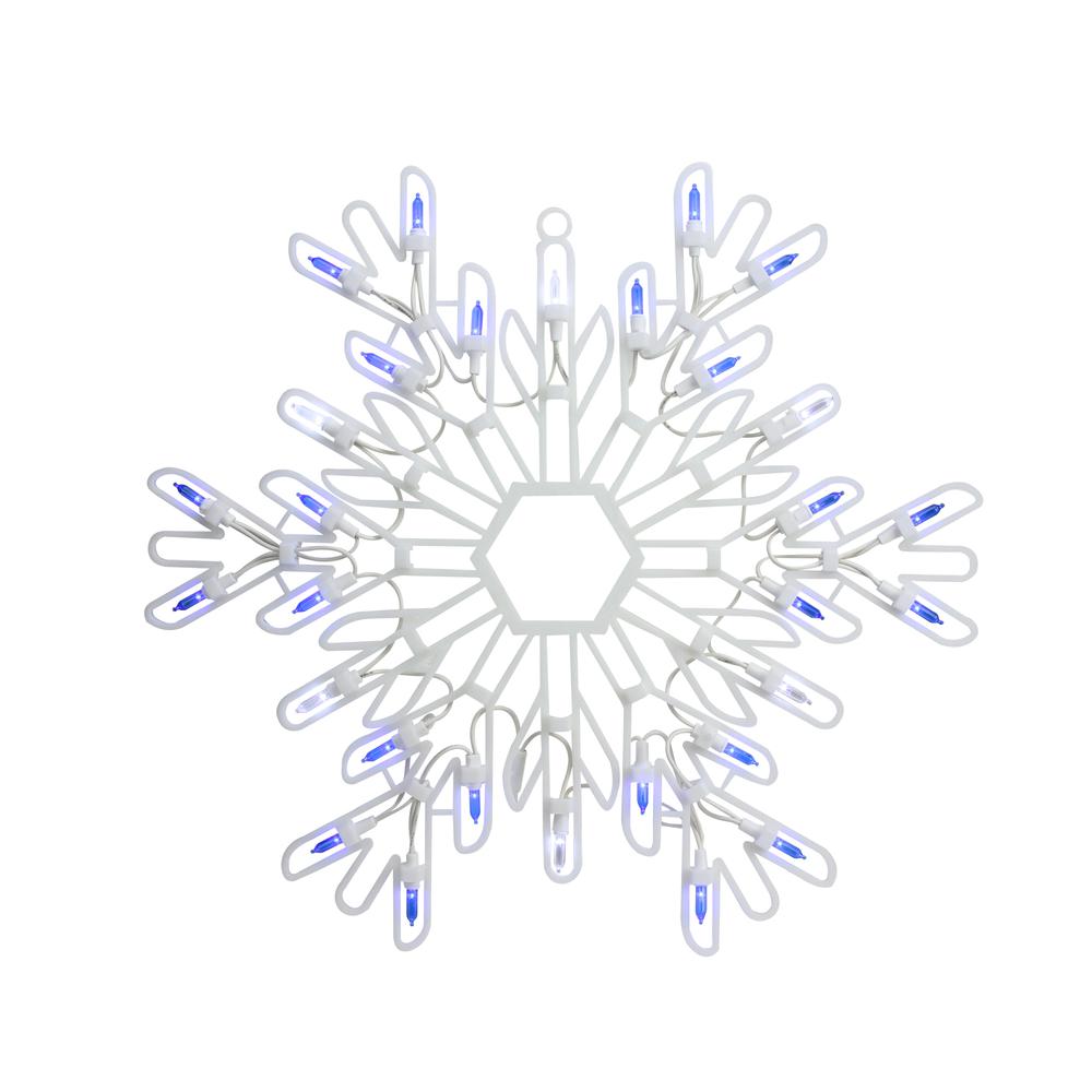 16" LED Lighted Pure White and Blue Snowflake Christmas Window Silhouette Decoration. Picture 1
