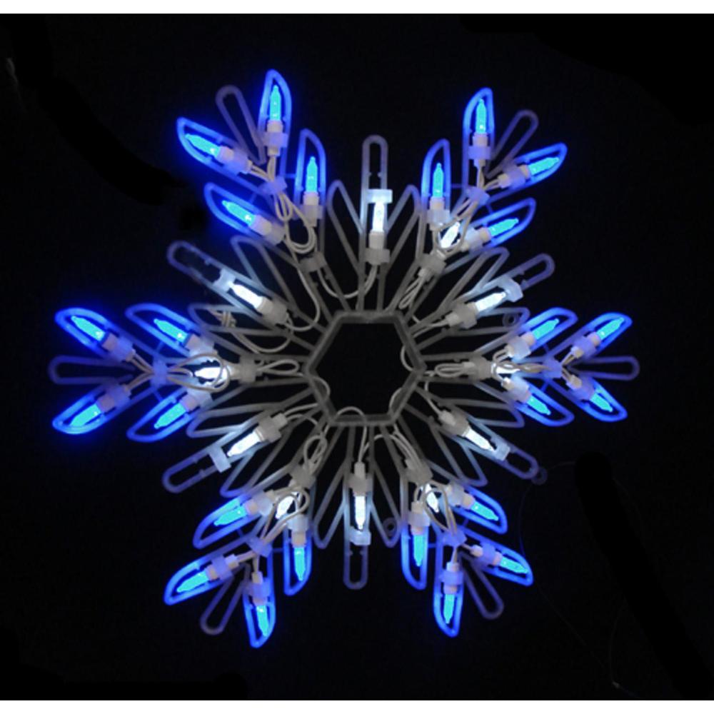 16" LED Lighted Pure White and Blue Snowflake Christmas Window Silhouette Decoration. Picture 2