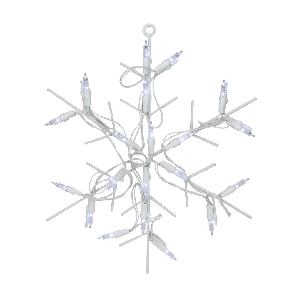 13" White and Clear LED Lighted Snowflake Christmas Window Silhouette Decoration. Picture 1