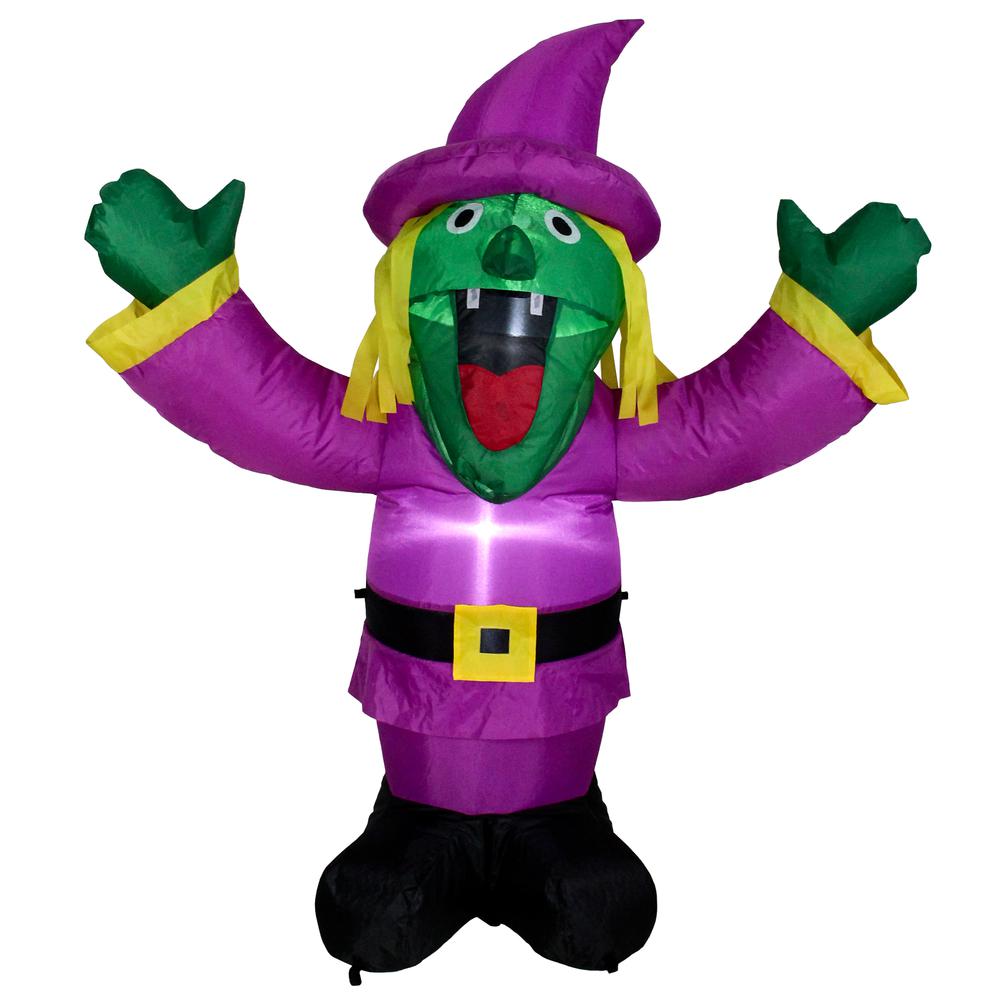 3.5' Purple Inflatable Lighted Witch Halloween Outdoor Decoration. Picture 1