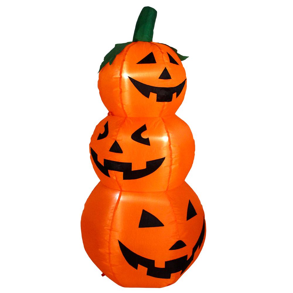 3.5' LED Lighted Inflatable Jack-O-Lantern Trio Halloween Outdoor Yard Decoration. Picture 1