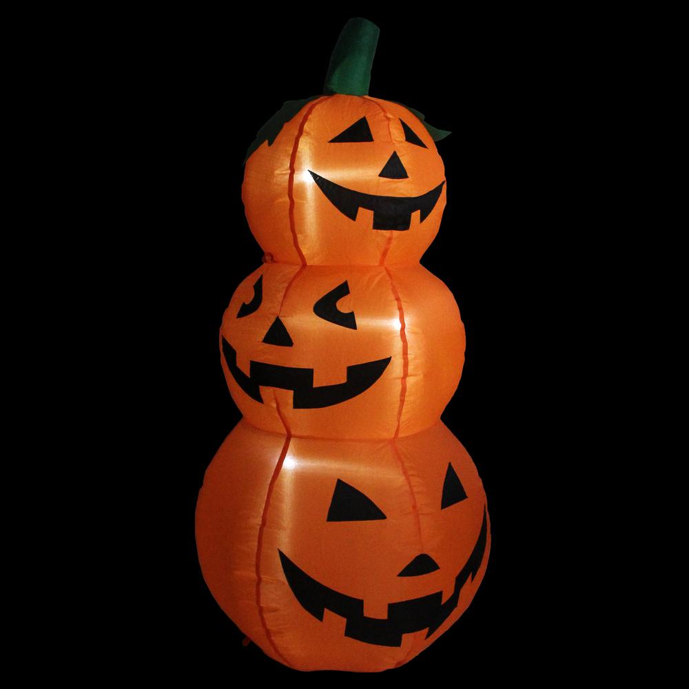 3.5' LED Lighted Inflatable Jack-O-Lantern Trio Halloween Outdoor Yard Decoration. Picture 2
