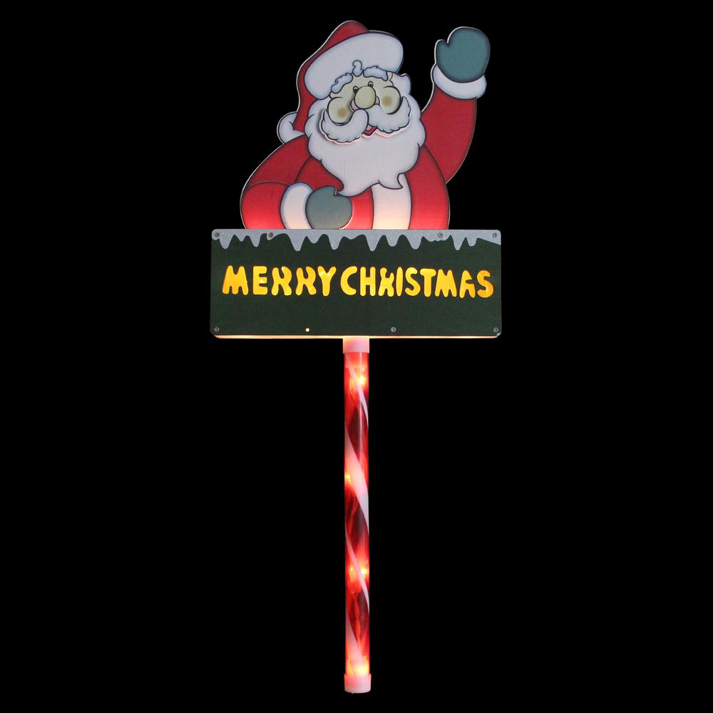 28" Lighted Santa Claus 'Merry Christmas' Lawn Stake - Clear Lights. Picture 2