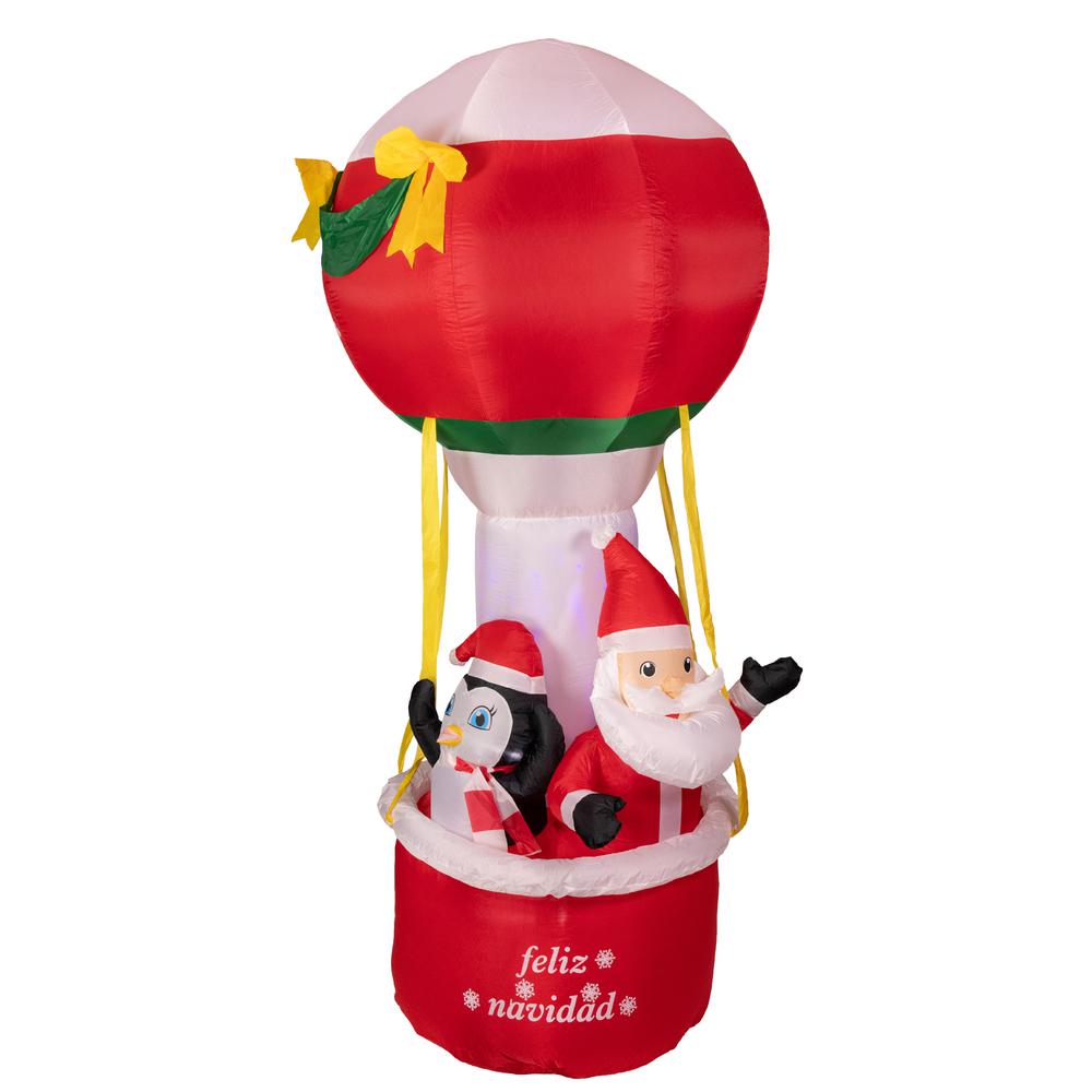 8' Lighted Inflatable Feliz Navidad Hot Air Balloon Outdoor Christmas Decoration. Picture 1