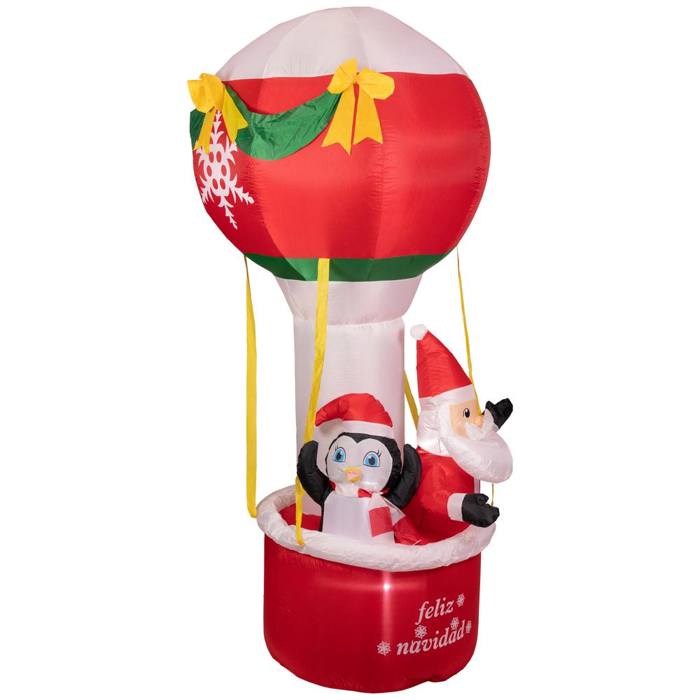 8' Lighted Inflatable Feliz Navidad Hot Air Balloon Outdoor Christmas Decoration. Picture 2