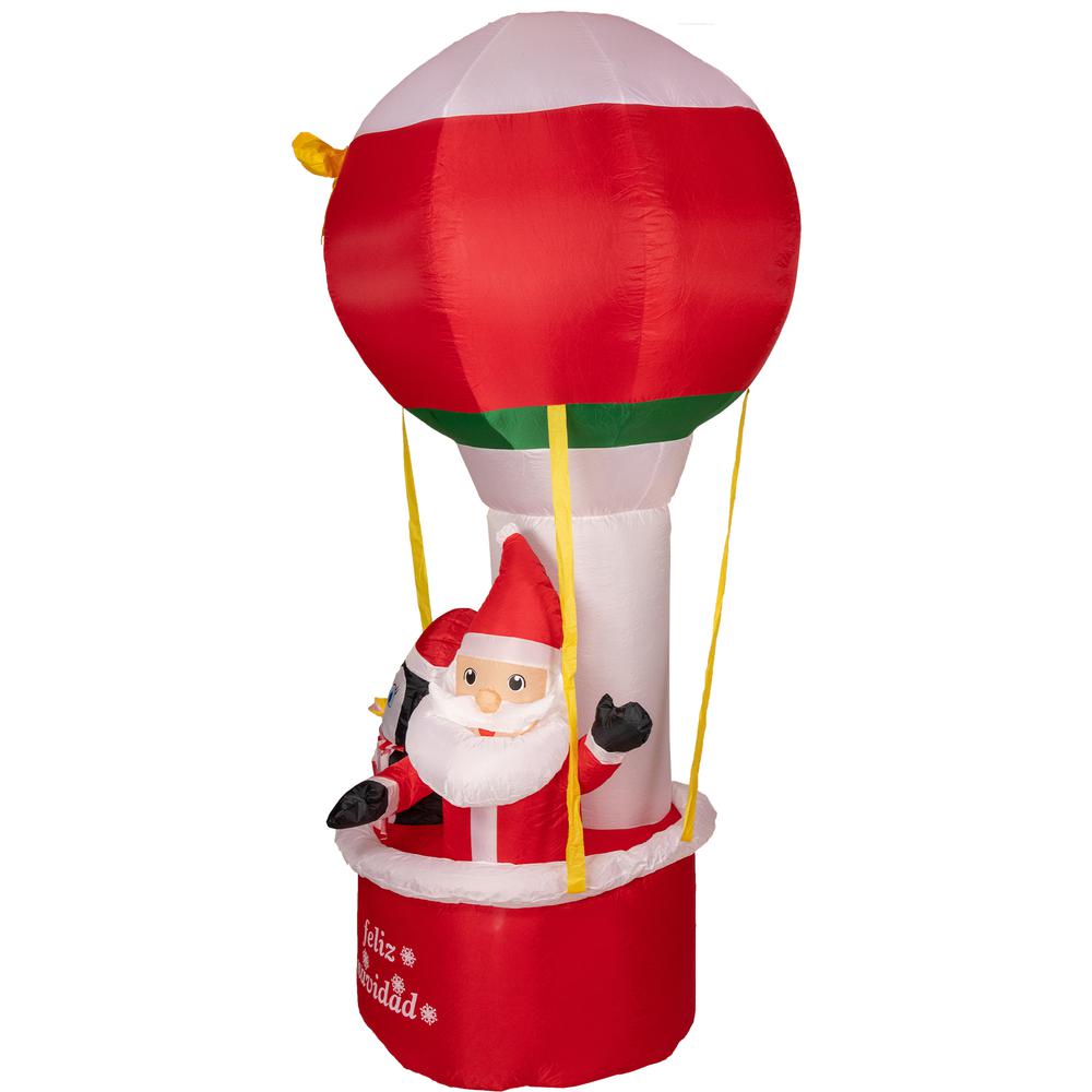 8' Lighted Inflatable Feliz Navidad Hot Air Balloon Outdoor Christmas Decoration. Picture 3