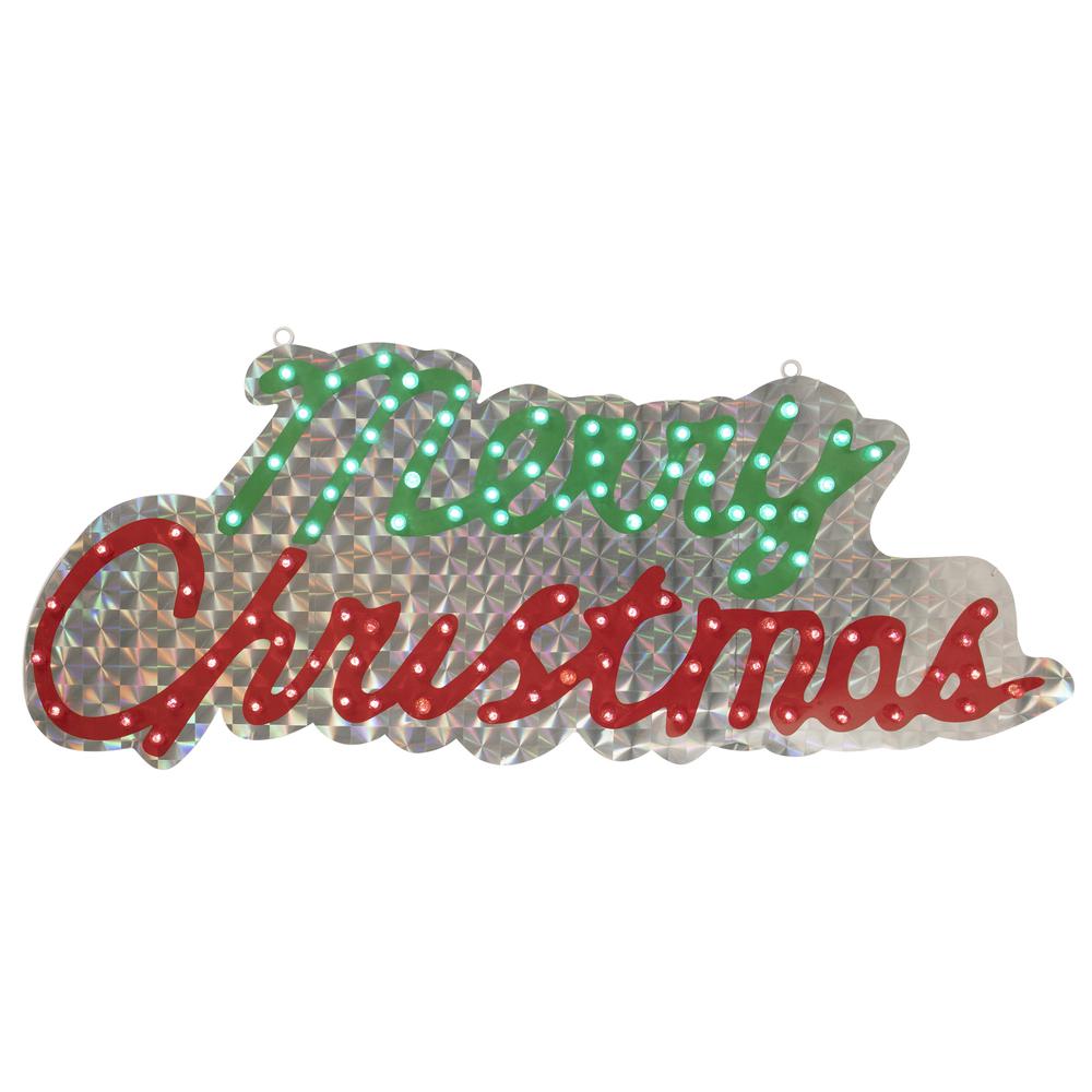 42" LED Lighted Holographic Merry Christmas Outdoor Sign Decoration. Picture 1