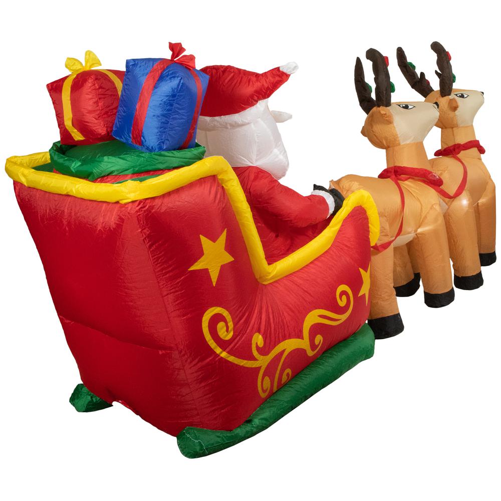 8' Inflatable Santa's Sleigh and Reindeer Outdoor Christmas Decoration. Picture 4