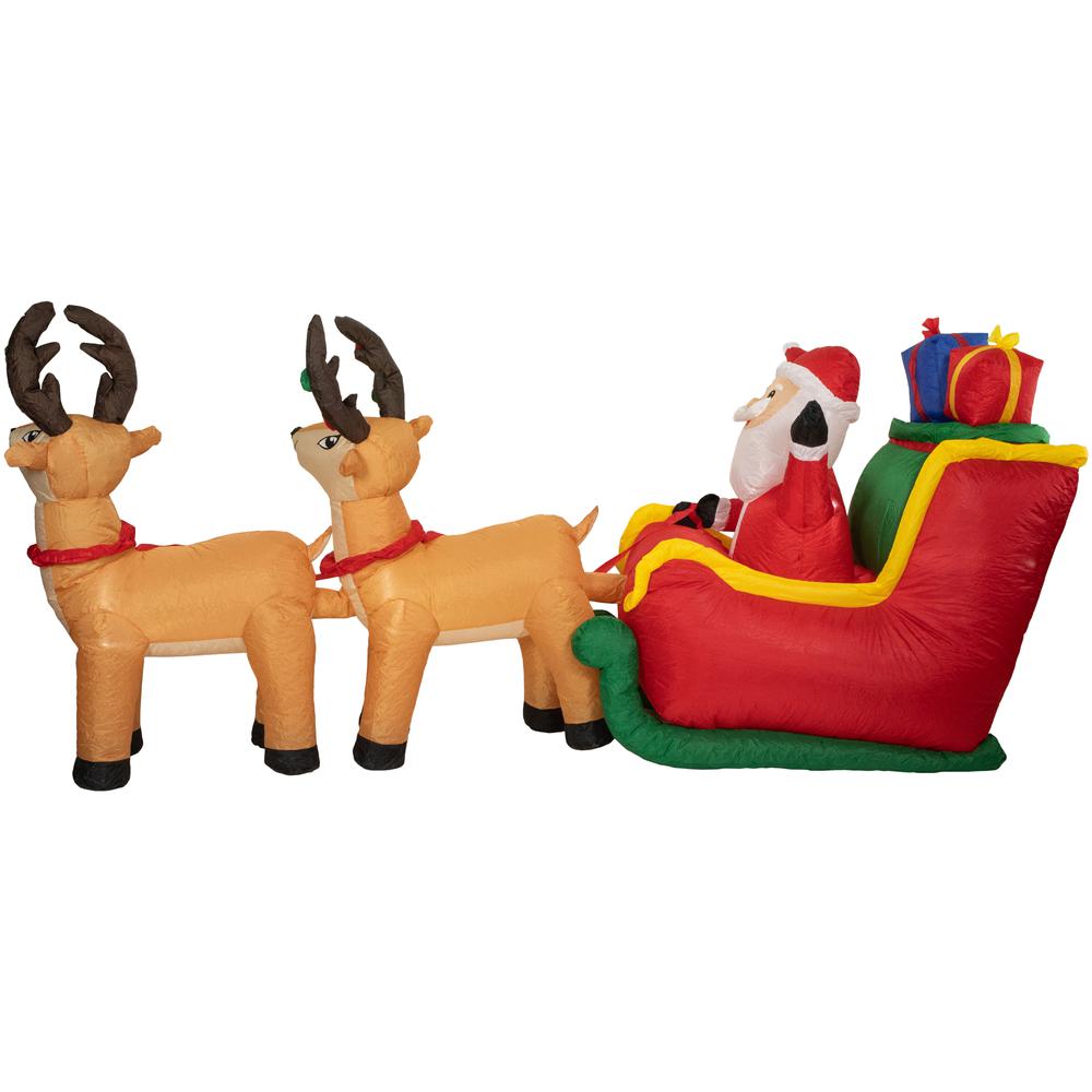 8' Inflatable Santa's Sleigh and Reindeer Outdoor Christmas Decoration. Picture 3