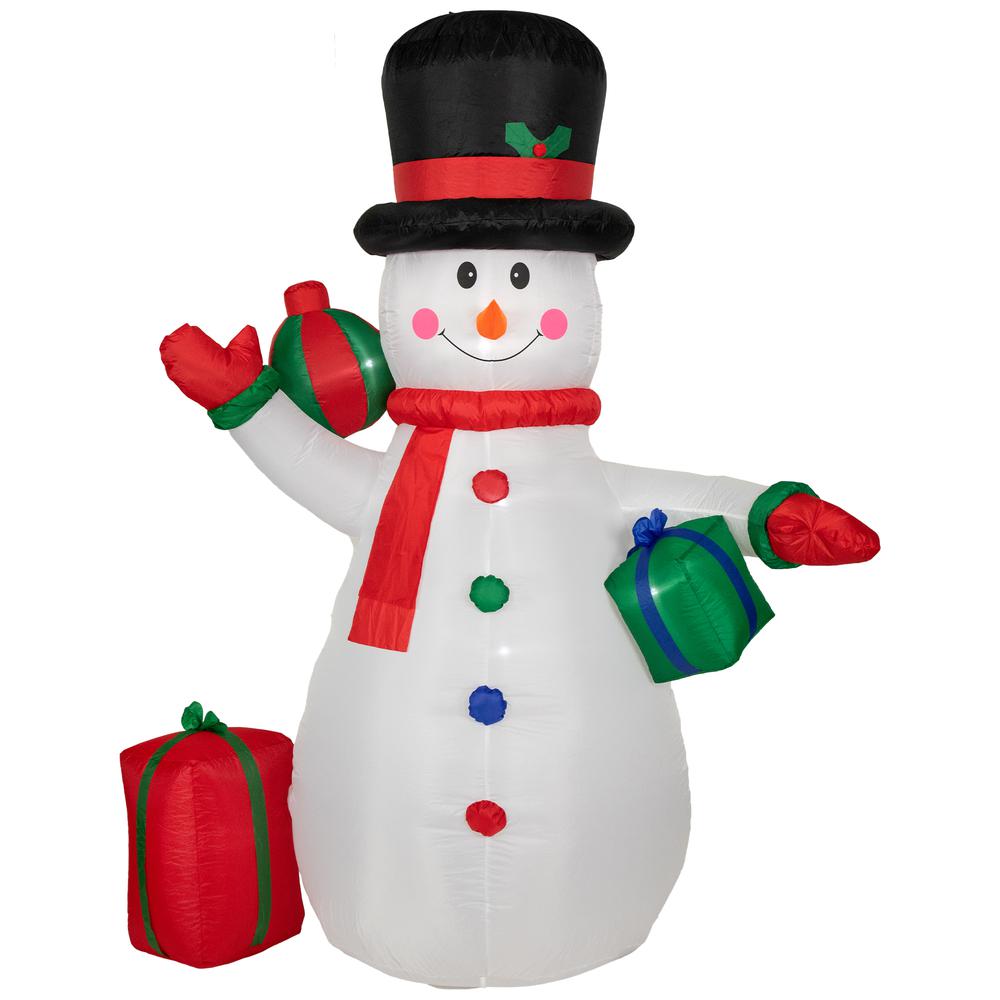 8ft Lighted Inflatable Snowman with Gifts Outdoor Christmas Decoration. Picture 1