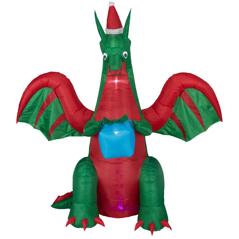 6' Inflatable LED Lighted Dragon with Gift Outdoor Christmas Decoration. Picture 1