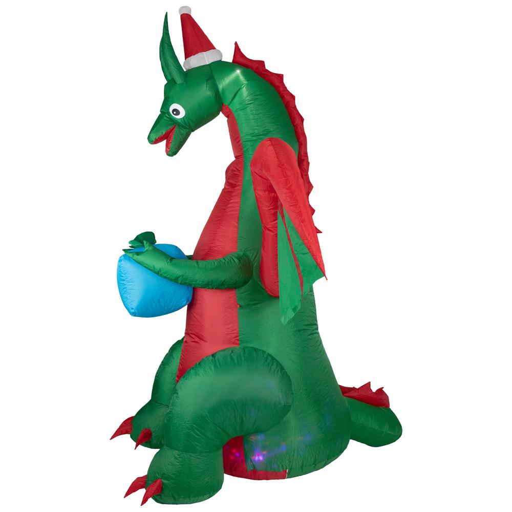 6' Inflatable LED Lighted Dragon with Gift Outdoor Christmas Decoration. Picture 2