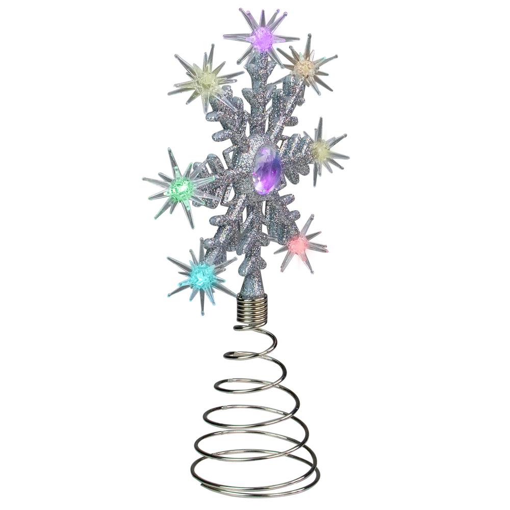 11" LED Lighted Coloring Changing Twinkling Snowflake Christmas Tree Topper. Picture 3
