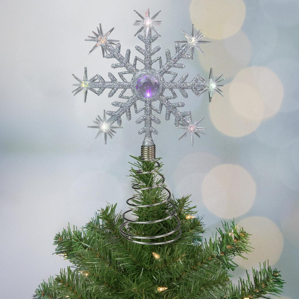 11" LED Lighted Coloring Changing Twinkling Snowflake Christmas Tree Topper. Picture 2