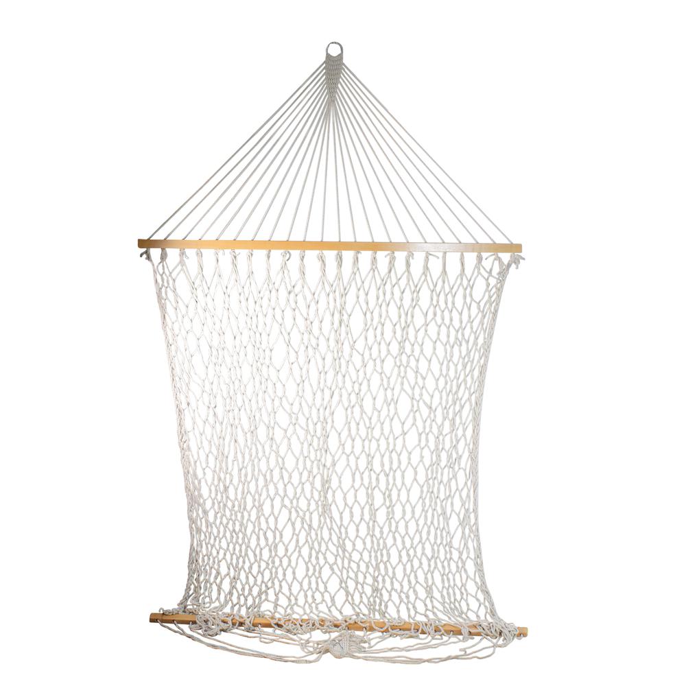 78" White Lattice Macrame Netted Hammock with Bars. Picture 2
