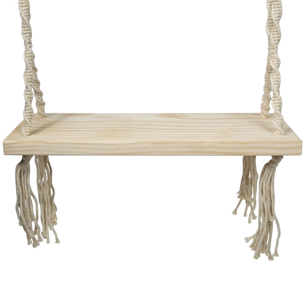 21.75" Natural Rope Wooden Swing Chair. Picture 3