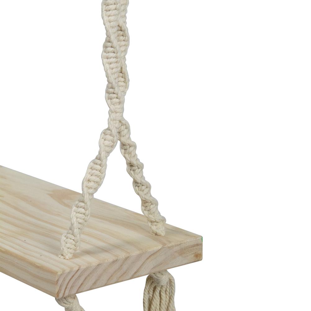 21.75" Natural Rope Wooden Swing Chair. Picture 4
