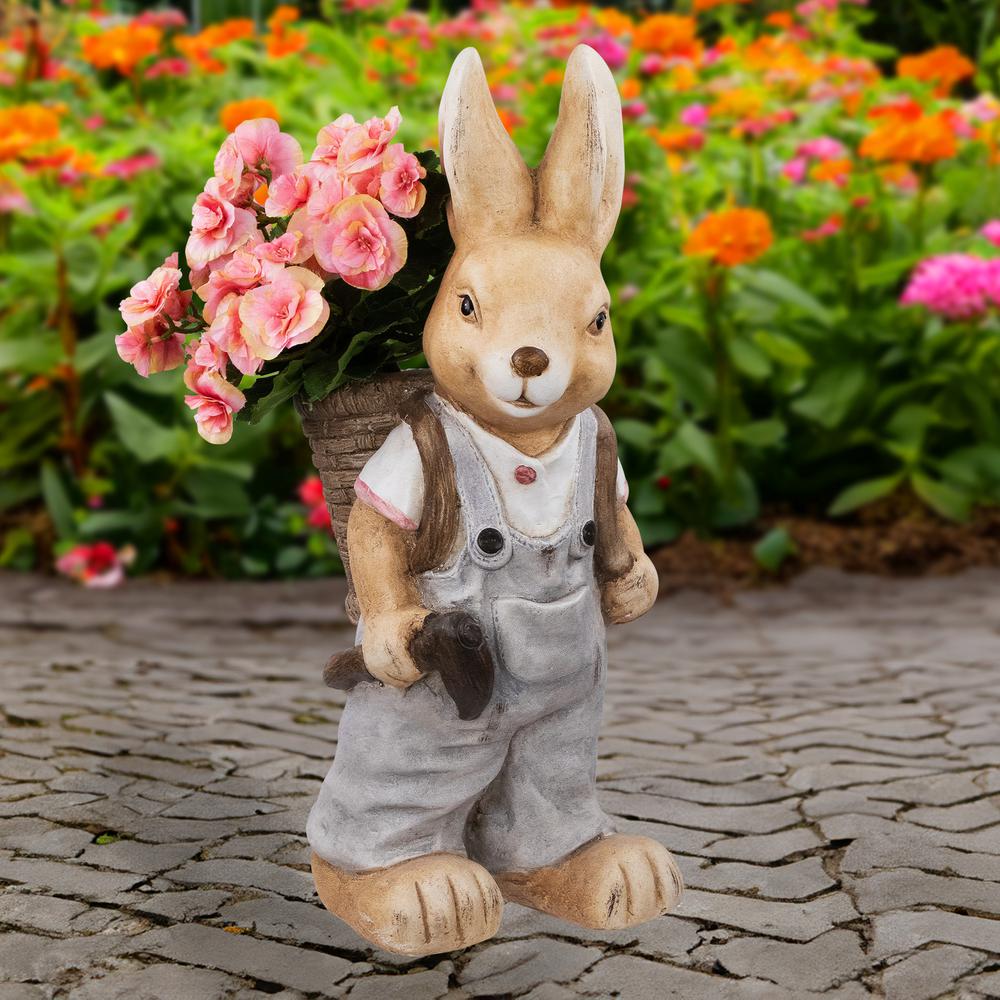 Boy Rabbit Outdoor Easter Garden Planter - 19.25". Picture 6