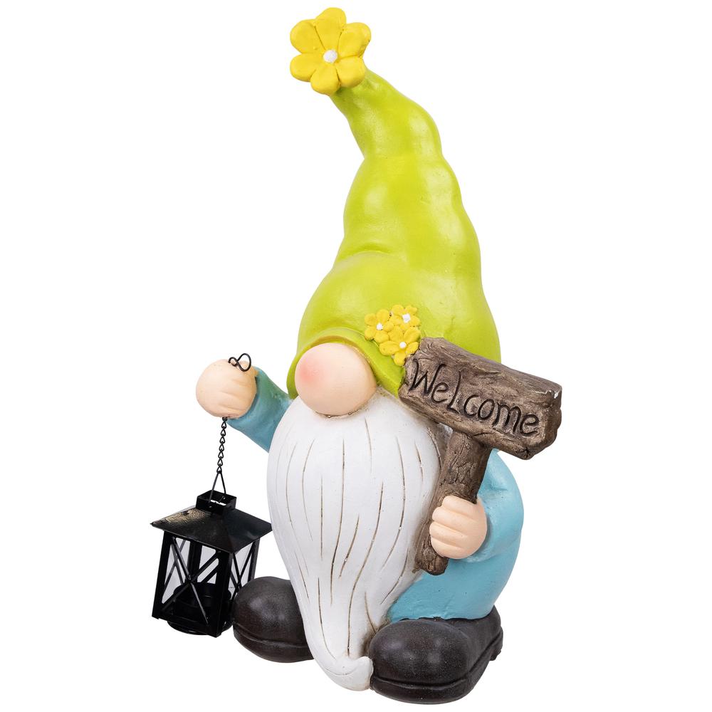 Welcome Gnome with Lantern Outdoor Garden Statue - 17.75". Picture 2
