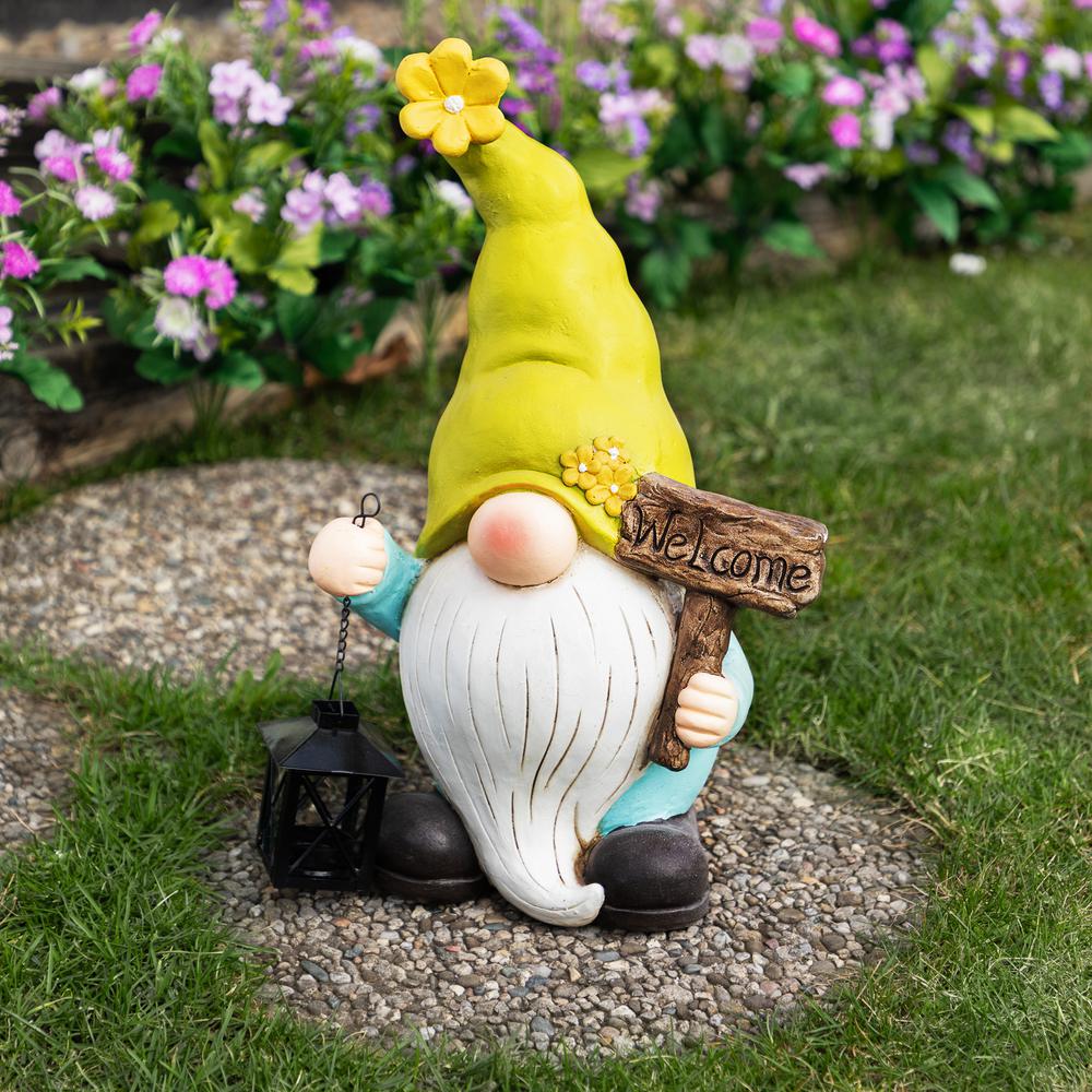 Welcome Gnome with Lantern Outdoor Garden Statue - 17.75". Picture 5