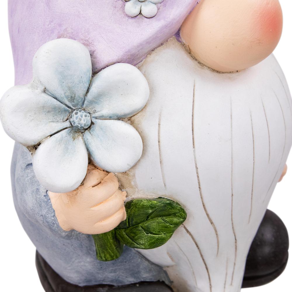 Gnome with Flower Outdoor Garden Statue - 18". Picture 4