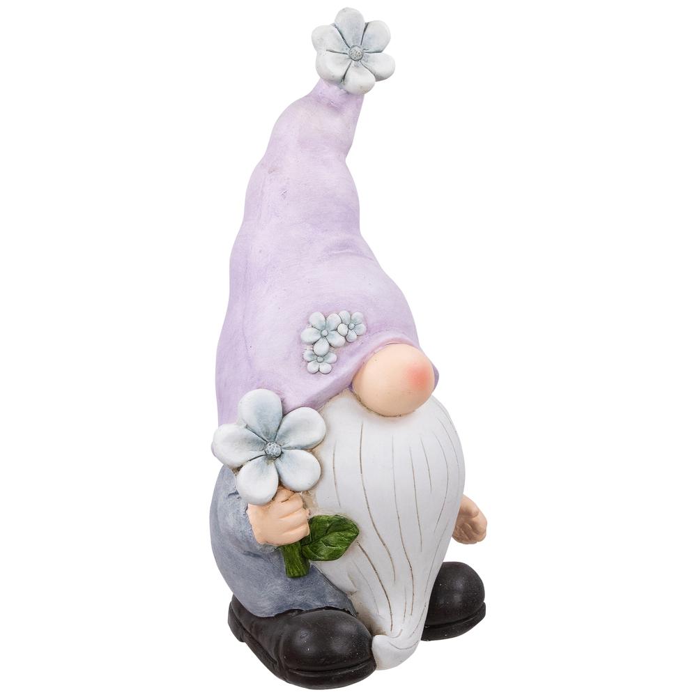 Gnome with Flower Outdoor Garden Statue - 18". Picture 2