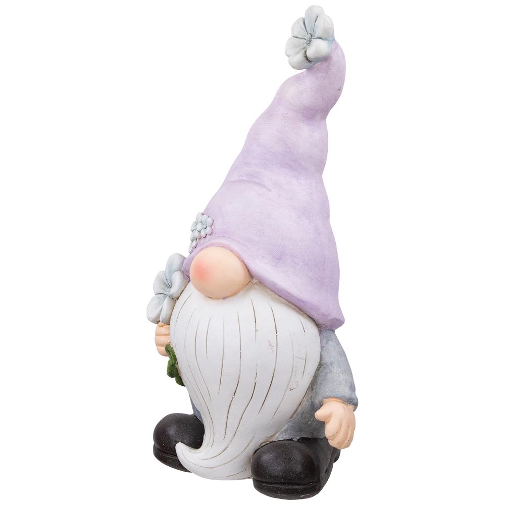 Gnome with Flower Outdoor Garden Statue - 18". Picture 3