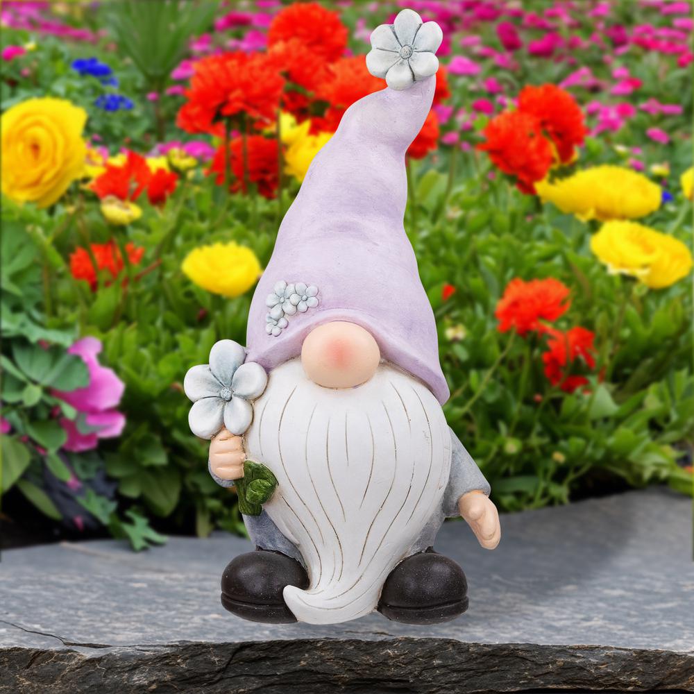 Gnome with Flower Outdoor Garden Statue - 18". Picture 6