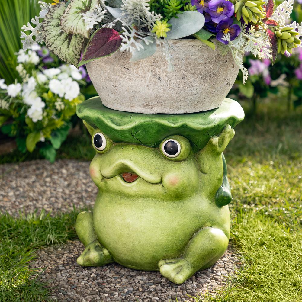 Frog Outdoor Garden Patio Plant Stand - 11.75". Picture 6