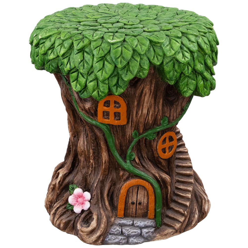 Outdoor Garden Fairy Tree Stump Plant Stand - 13.75". Picture 1