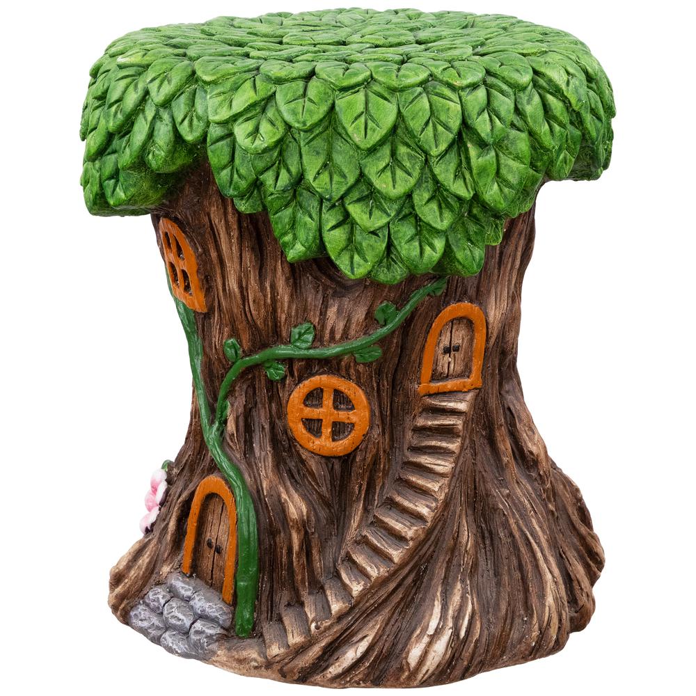 Outdoor Garden Fairy Tree Stump Plant Stand - 13.75". Picture 2
