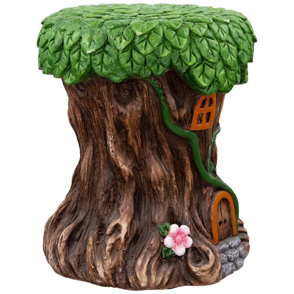 Outdoor Garden Fairy Tree Stump Plant Stand - 13.75". Picture 3
