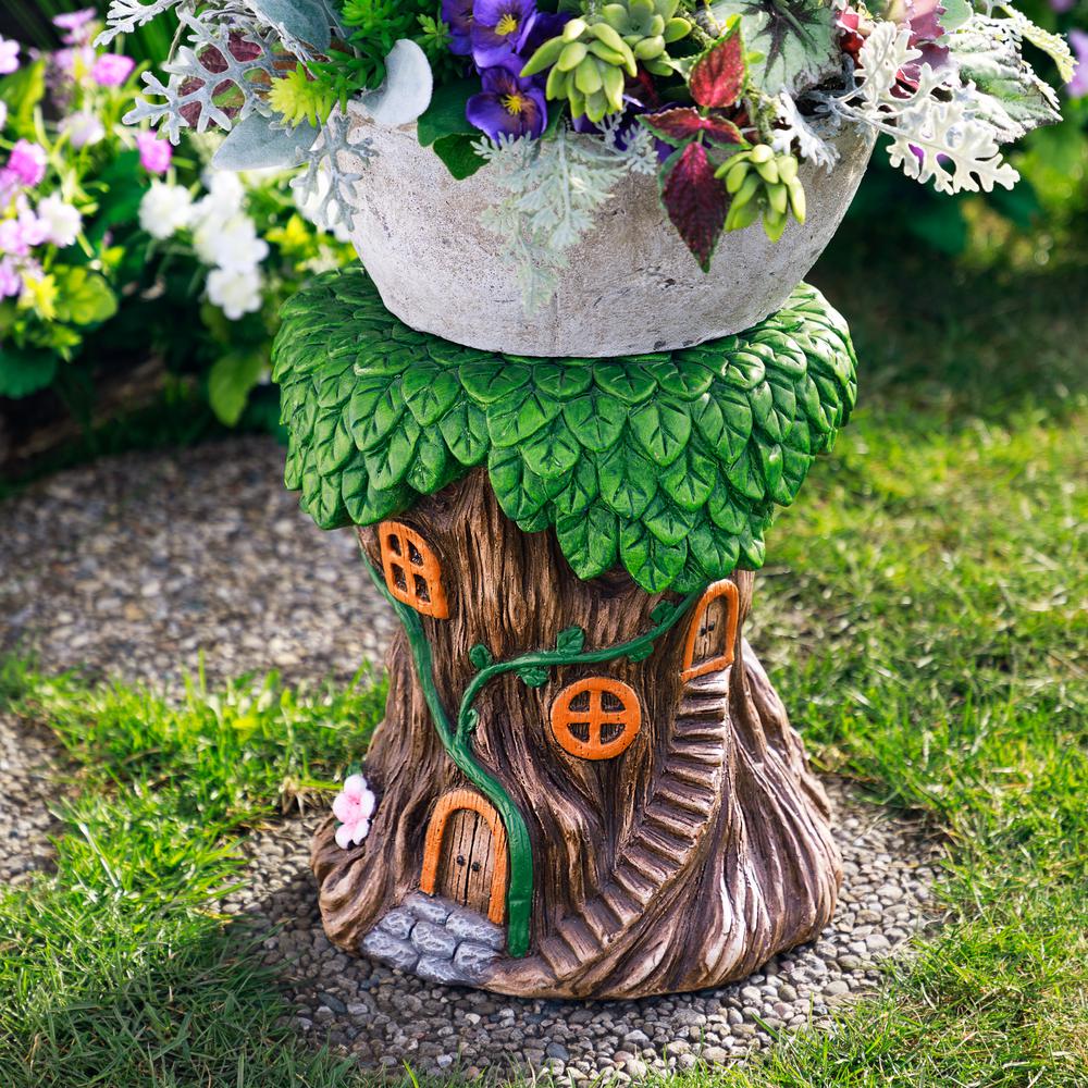 Outdoor Garden Fairy Tree Stump Plant Stand - 13.75". Picture 6