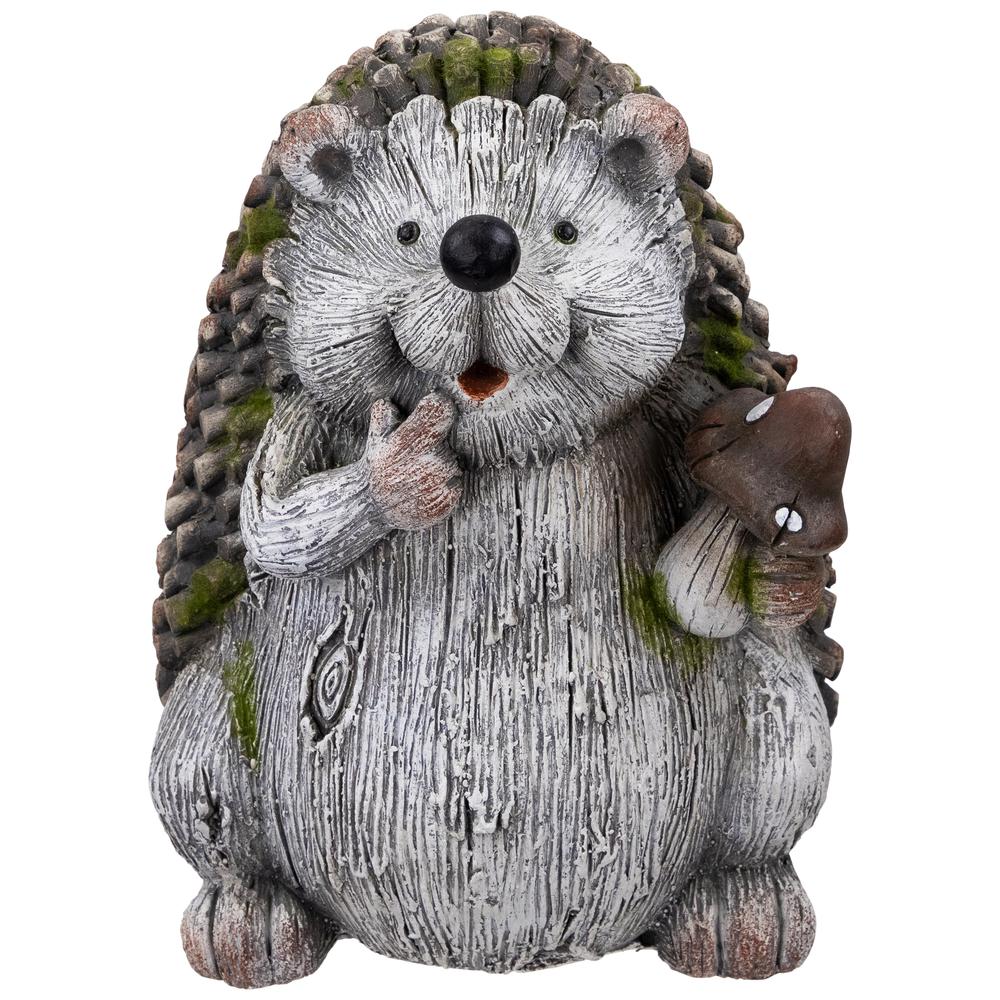 Hedgehog with Mushroom Outdoor Garden Statue - 8.5". Picture 1