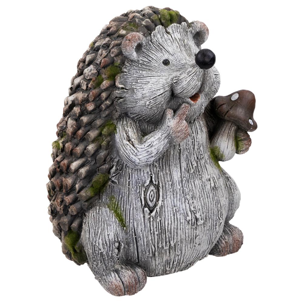 Hedgehog with Mushroom Outdoor Garden Statue - 8.5". Picture 3