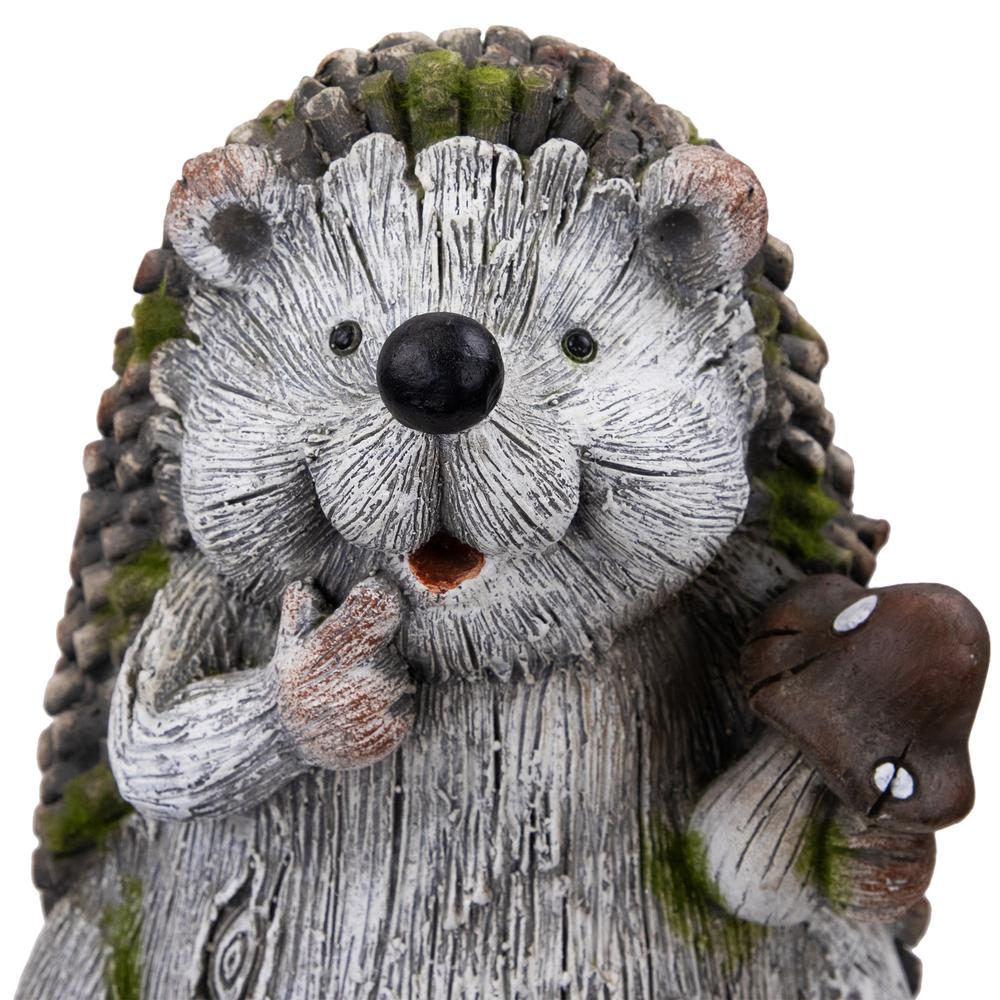 Hedgehog with Mushroom Outdoor Garden Statue - 8.5". Picture 4