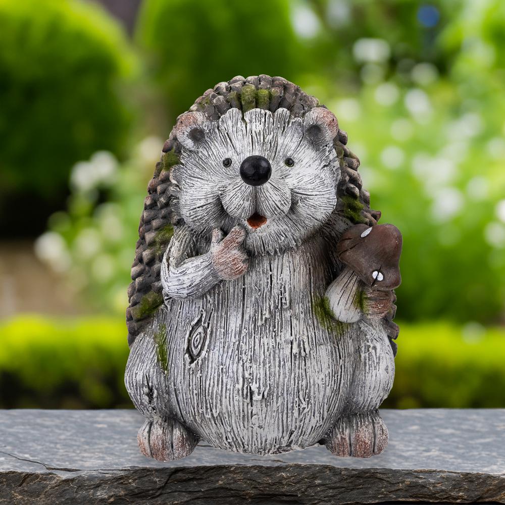 Hedgehog with Mushroom Outdoor Garden Statue - 8.5". Picture 6