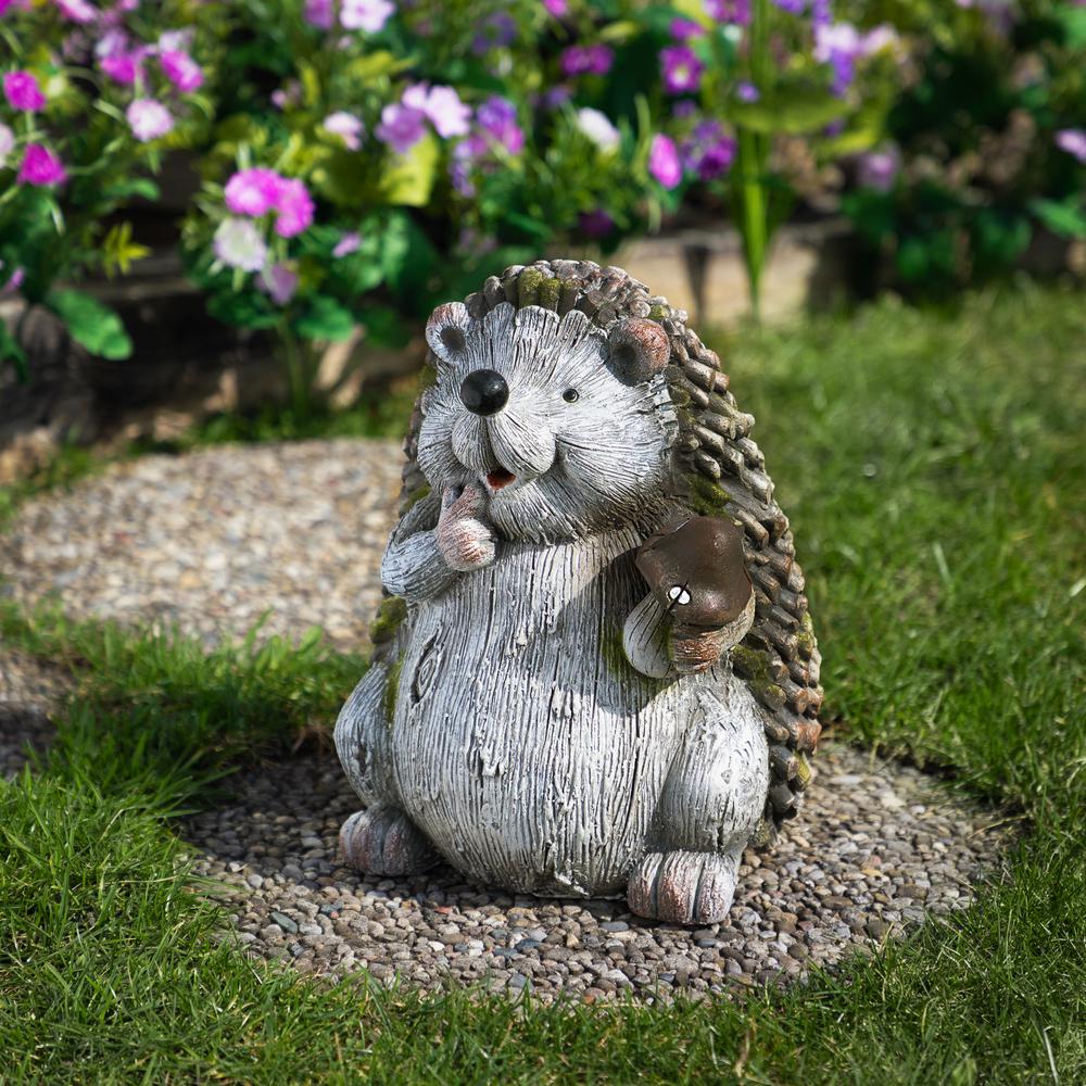 Hedgehog with Mushroom Outdoor Garden Statue - 8.5". Picture 5
