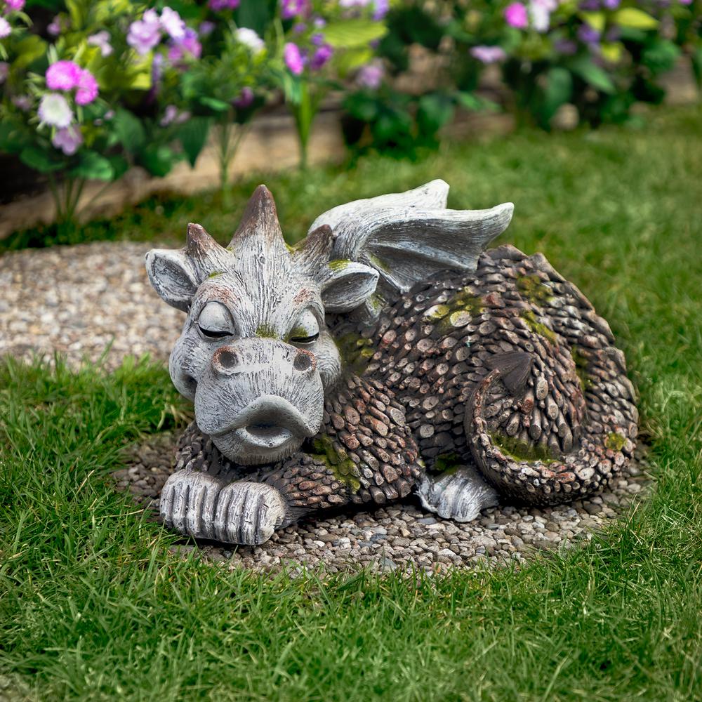 Sleeping Dragon Outdoor Garden Statue - 14.25". Picture 5