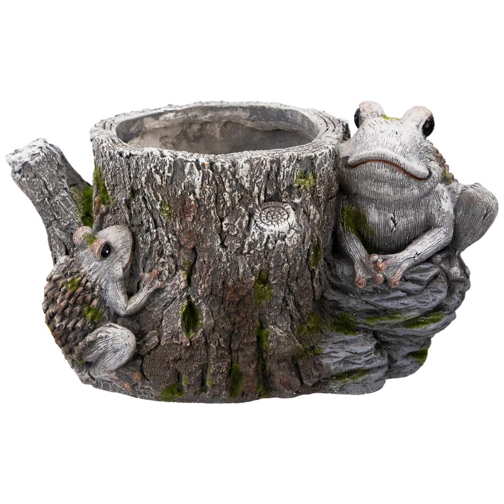Frogs on Tree Stump Outdoor Garden Planter - 9". Picture 1
