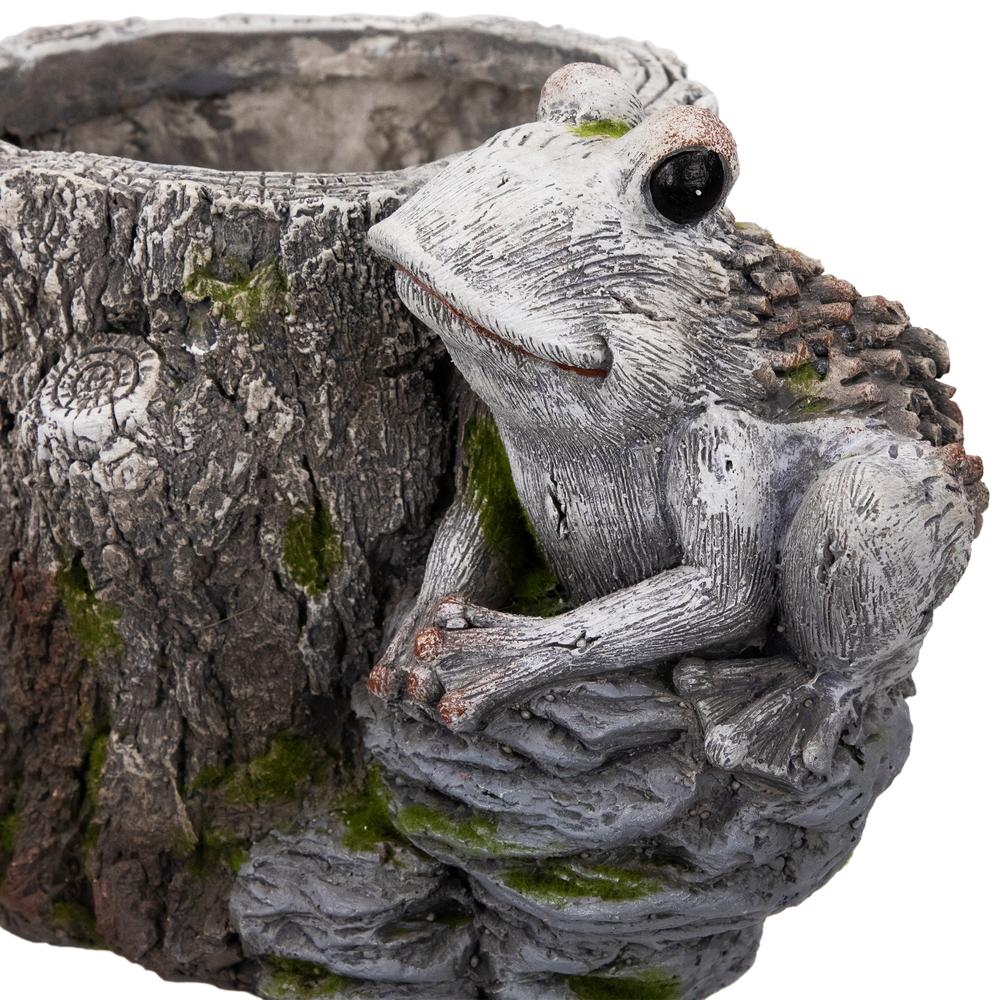 Frogs on Tree Stump Outdoor Garden Planter - 9". Picture 4
