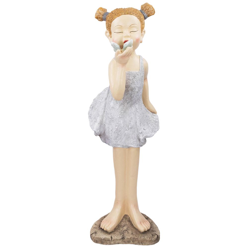 Girl with Butterfly Outdoor Garden Statue - 29". Picture 3