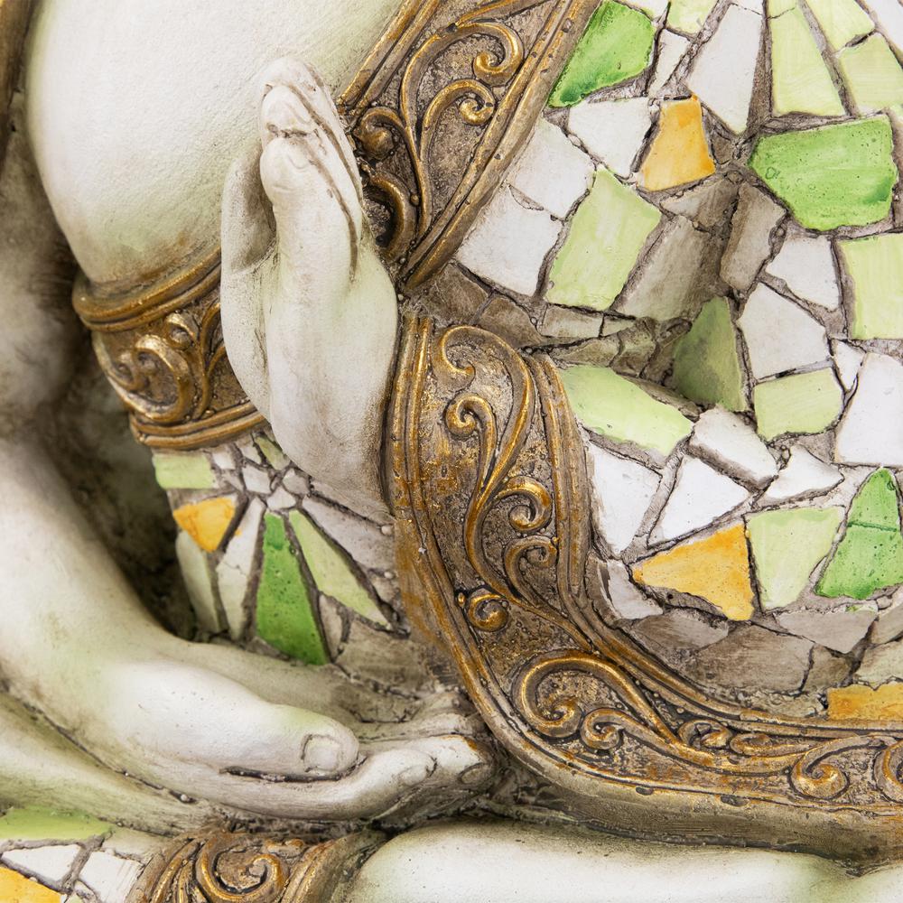 Meditating Mosaic Buddha Outdoor Ceramic Garden Statue - 19.5". Picture 4