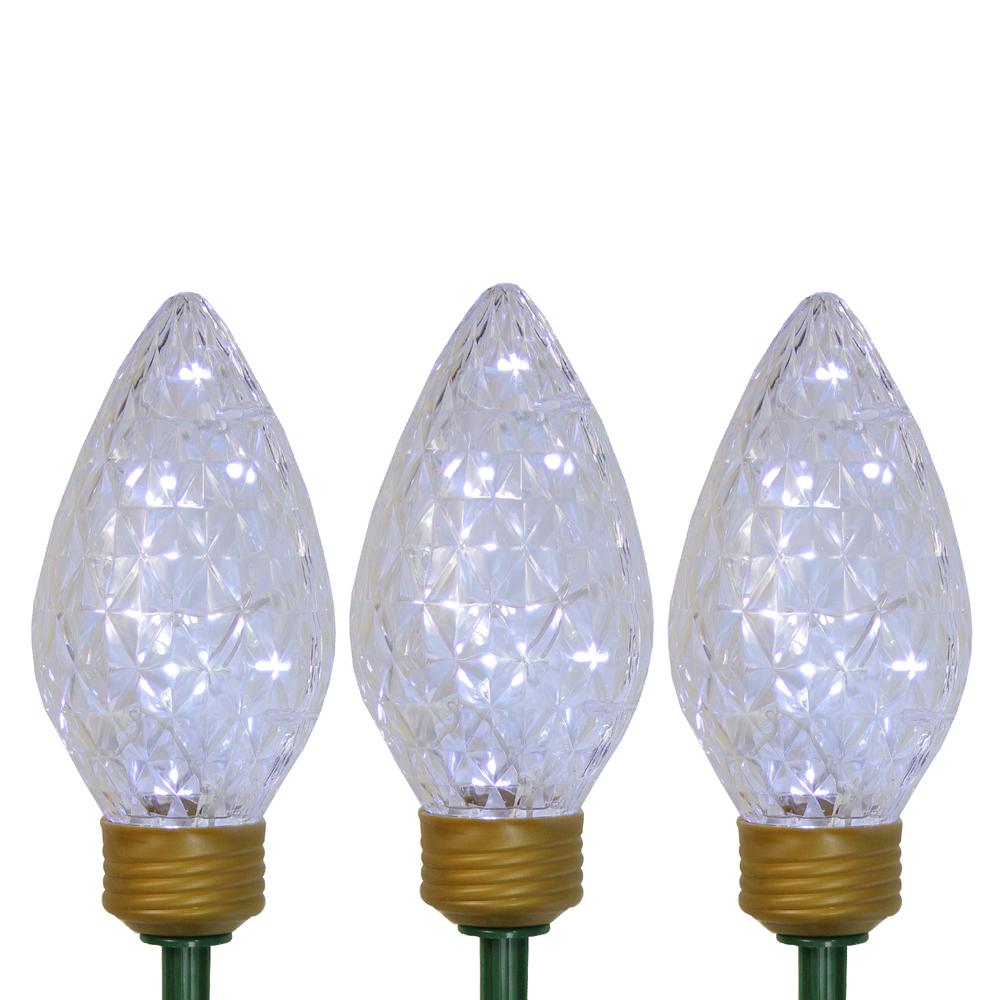 Set of 3 Lighted LED C9 Bulb Christmas Pathway Marker Lawn Stakes - Clear Lights. Picture 1